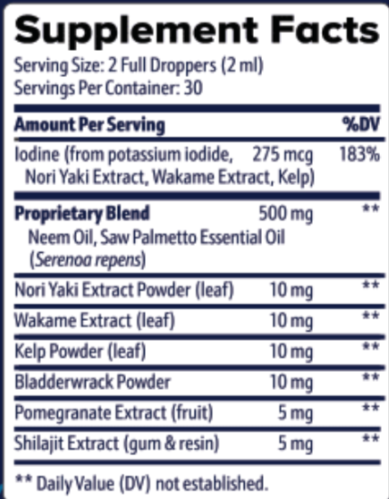 ProstaDine Supplement Facts.