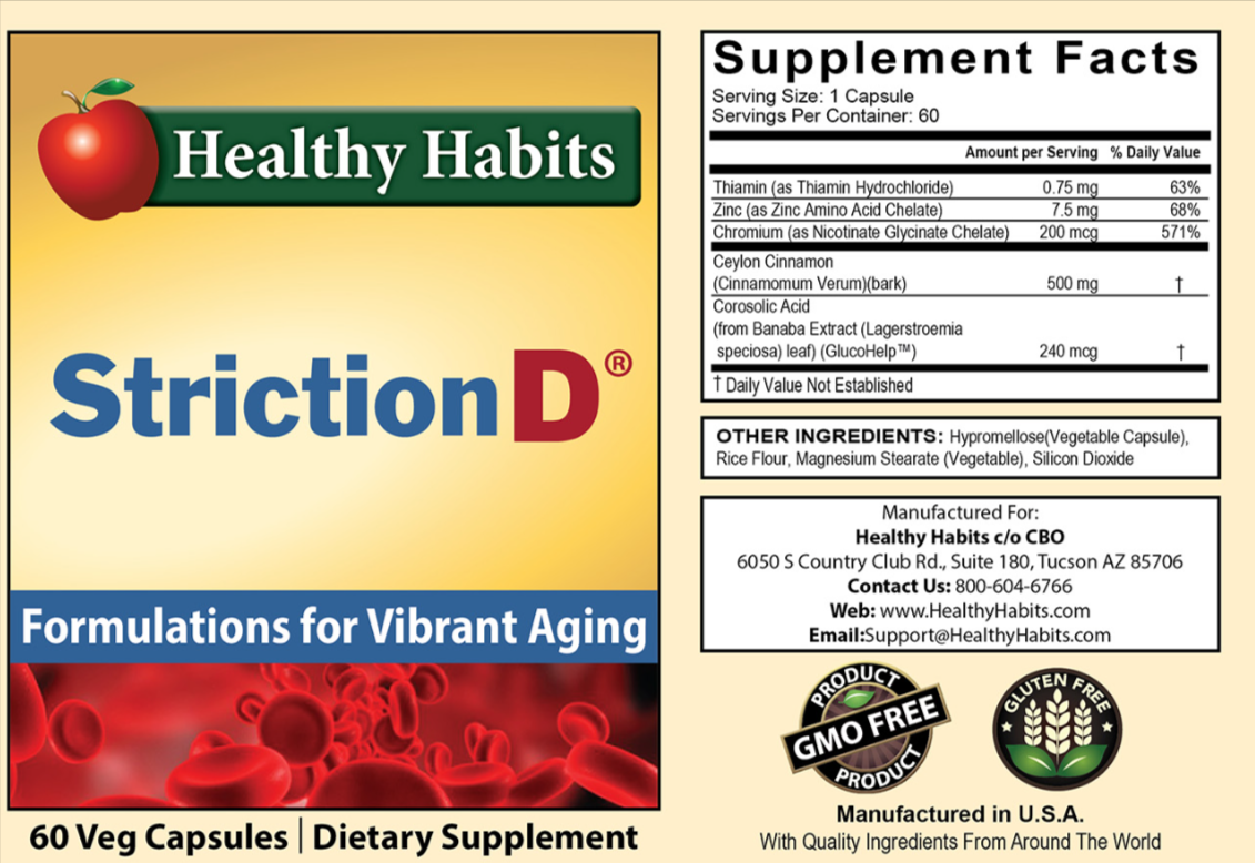 StrictionD supplement facts